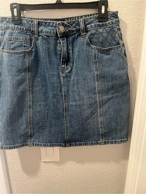 Denim Mini Skirt in Medium Blue - Classic Casual